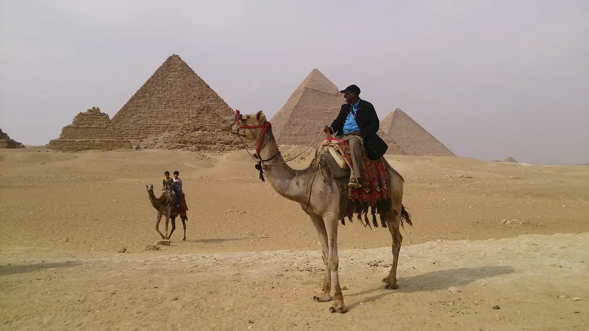 Camel riding at the Giza pyramids
