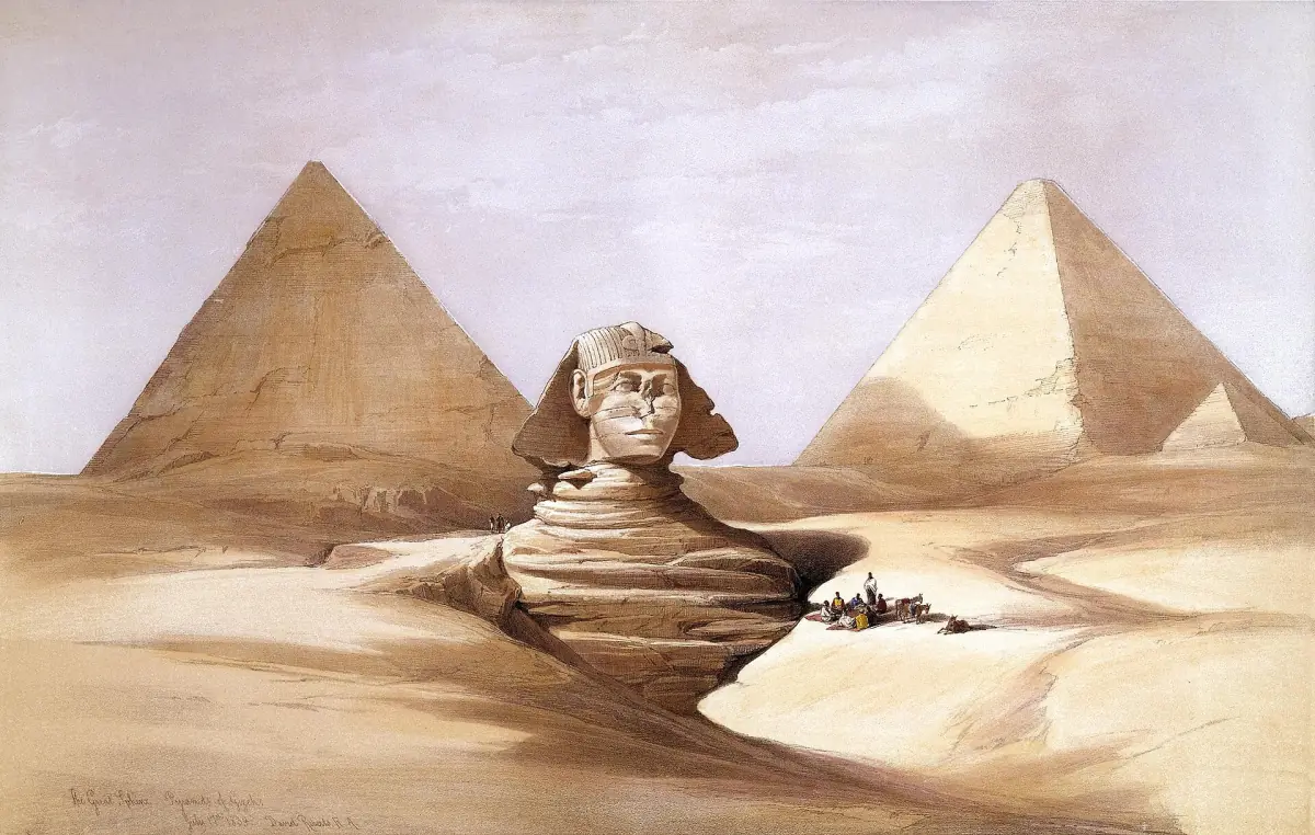 David Roberts' 1839 painting of the Sphinx and pyramids